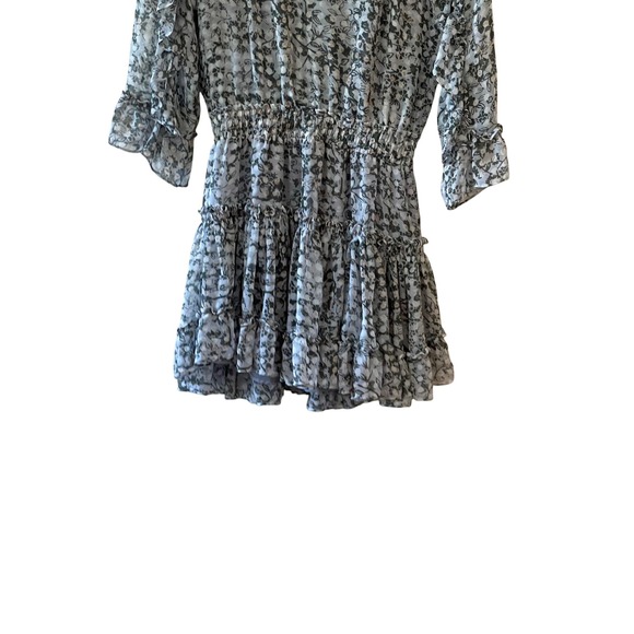 *FLAWED* MISA Los Angeles Floral‎ Print Ruffle Mini Dress, XS, Sheer, Bohemian - Picture 3 of 13